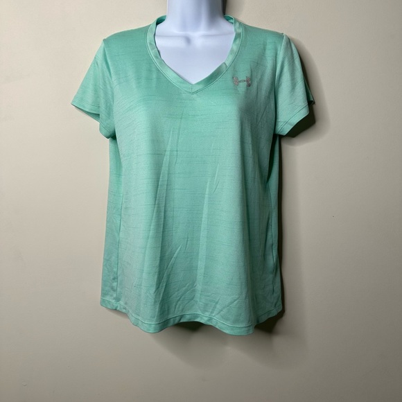 Under Armour Short Sleeve Mint Green V Neck Shirt Women's Small - Picture 1 of 5